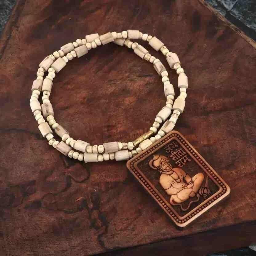 Bageshwar Dham🛕 Original & Natural Wood Tulsi Kanth Mala With Hanuman ji Locket Pendant🔥🔥