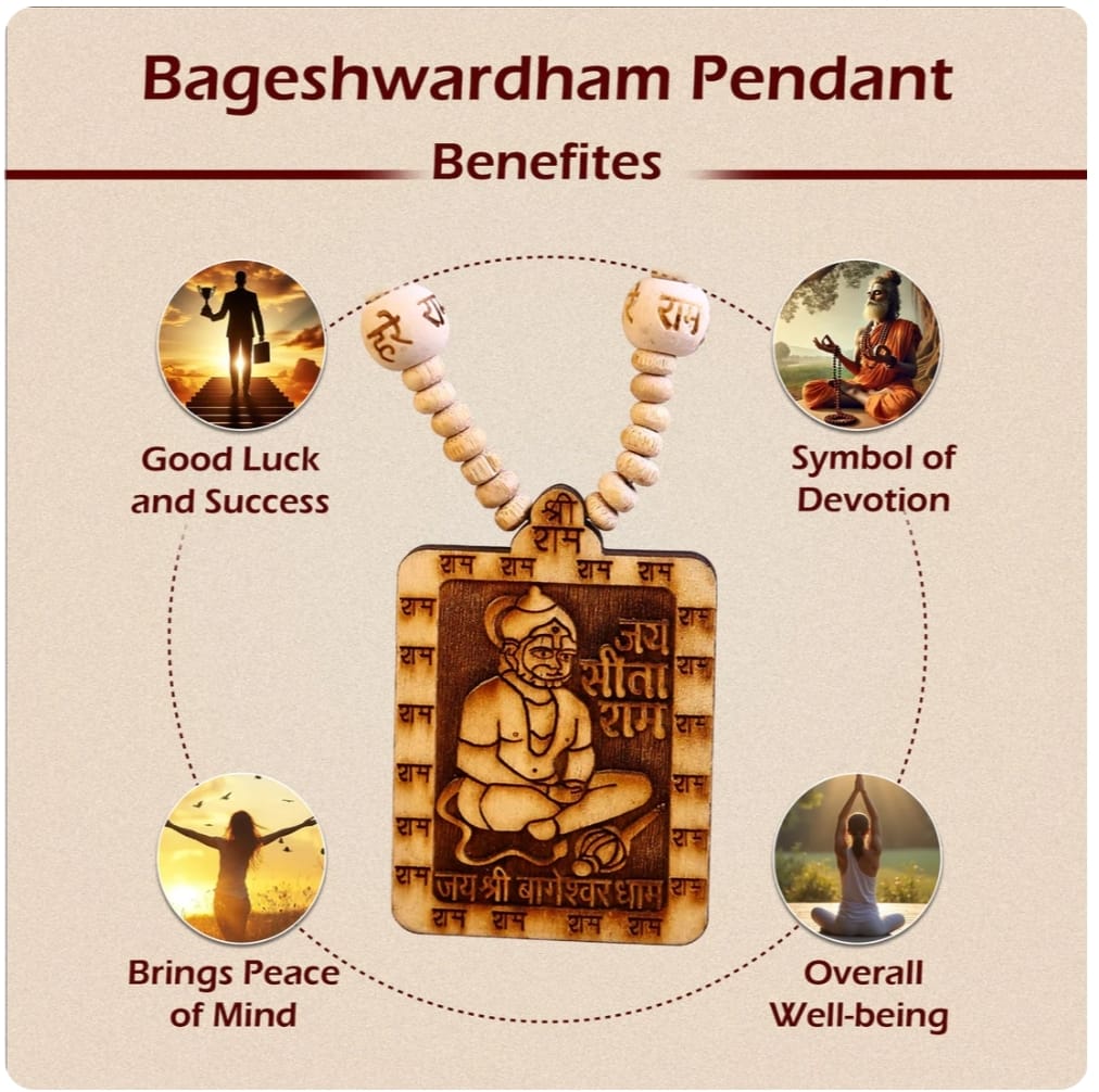 Bageshwar Dham🛕 Original & Natural Wood Tulsi Kanth Mala With Hanuman ji Locket Pendant🔥🔥