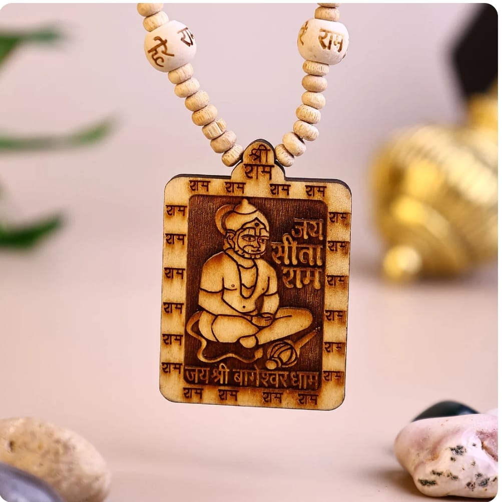 Bageshwar Dham🛕 Original & Natural Wood Tulsi Kanth Mala With Hanuman ji Locket Pendant🔥🔥